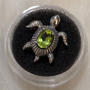 Kay Jewelers Silver and Green Turtle Pendant